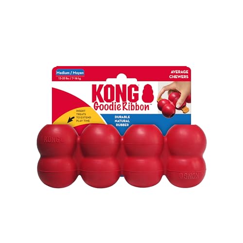 KONG Goodie Ribbon - Stuffable Natural Rubber Dog Toy - with Four Fillable Goodie Grippers for Enrichment Play - Bone-Shaped Chew Toy - for Medium Dogs - size: Medium (Pack of 1)