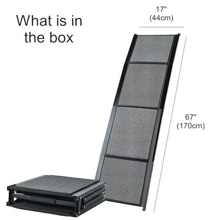 Dog Ramp for Car, SUV & Truck, 63" Long & 17" Wide, Fold-able & Portable Pet Ramp with Non-Slip Rug Surface, Extra Wide Dog Steps for Medium & Large Dogs Up to 250LBS