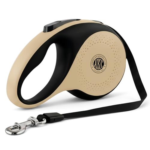 American Kennel Club Heavy Duty Retractable Dog Leash, 16.4ft, Tangle-Free, Ergonomic Grip, One-Hand Brake, for Medium & Large Dogs up to 110 lbs Tan