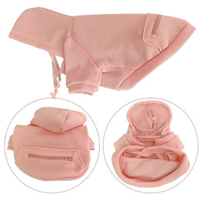 Jecikelon Dog Hoodies for Small Dogs with Zipper Pocket, Soft Fleece Puppy Clothes with Rope Hat, Warm Winter Outfits Cold Weather Coats, Cute Sweatshirt Chihuahua Costume (Pink, XX-Small) - color: Pink, size: XX-Small