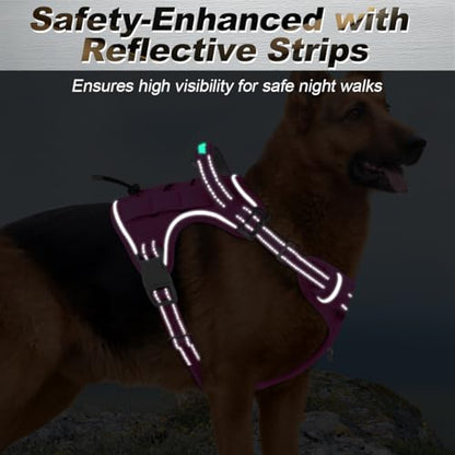 BARKBAY Service Dog Vest Tactical Dog Harness Medium Large Sized Dog No Pull Adjustable Dog Harness Reflective K9 Working Training Easy Control Military Molle System(Pink,L) - color: Pink, size: Large