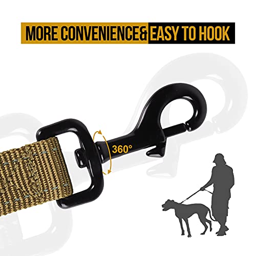 OneTigris Handled No-Pull Dog Walking Leash Long Traffic Leads for Medium to Large Dogs (Brown, 6FT) - color: Brown, size: 6FT