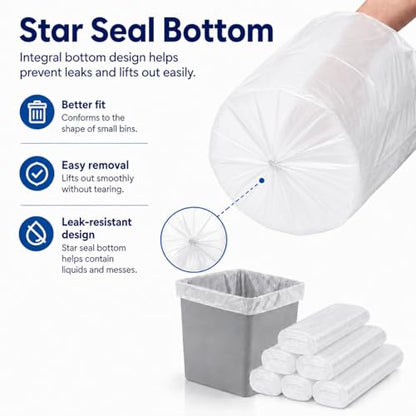 1.2 Gallon 180 counts Small Clear Trash Bags 5 Liter Garbage Bags by Teivio, Bathroom Trash Can Bin Liners, Plastic Bags for home office kitchen, Clear - size: 180 Count (Pack of 1)