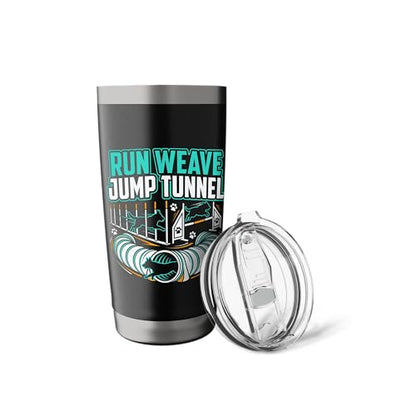 Run Weave Jump Tunnel Dog Agility Stainless Steel Insulated Tumbler - color: Black