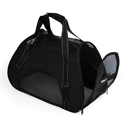 Dogline Carrier Bag Airline Approved Carrier for Dogs and Cats, Size M, Black - color: Black, size: H 13" x W 9" x L 21"