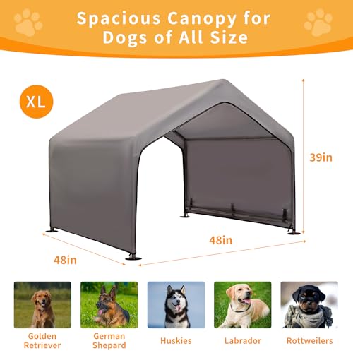 Dog Shade Shelter Outdoor Tent for Large Medium Dogs, Outside Doghouse Sun Rain Canopy Dog House with Waterproof Roof Ground Nails for Cats Pigs Livestock 4'x4'x3.3' - size: Dog House