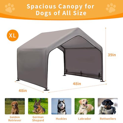 Dog Shade Shelter Outdoor Tent for Large Medium Dogs, Outside Doghouse Sun Rain Canopy Dog House with Waterproof Roof Ground Nails for Cats Pigs Livestock 4'x4'x3.3' - size: Dog House
