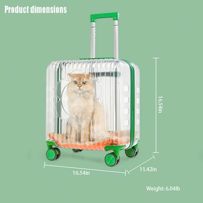Transparent pet Suitcase, Transparent Rolling Travel Suitcase, Breathable Design for Cats and Dogs