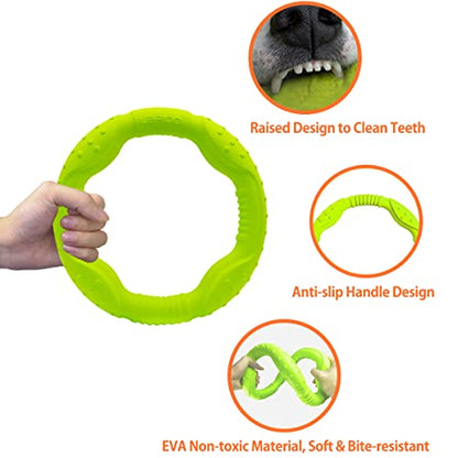 LaRoo Dog Flying Ring Toys, Floating Flying Disc Toys, Summer Pet Training Outdoor Durable Chew Toys for Medium and Large Dogs (Medium Green/22cm) - color: Green-M