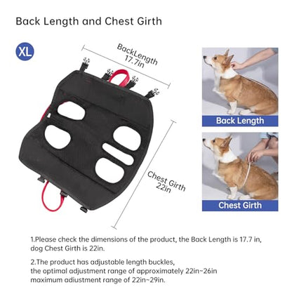 Wakytu Dog Emergency Rescue Sling - Lightweight Packable Lift Harness with Handle - Safe Transport for Small Medium Dogs - Ideal for Hiking Skiing（22-33lbs） - size: XL（22-33lbs）