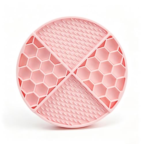 Lick Mat for Dogs & Cats,Honeycomb,61 Suction Cups, Bath & Groom | BPA-free silicone honeycomb lick mat, 61 suction cups; sticks to walls, tubs, fridges; calms during grooming or alone time.
