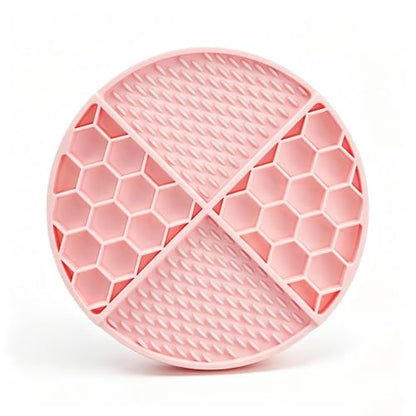 Lick Mat for Dogs & Cats,Honeycomb,61 Suction Cups, Bath & Groom | BPA-free silicone honeycomb lick mat, 61 suction cups; sticks to walls, tubs, fridges; calms during grooming or alone time.