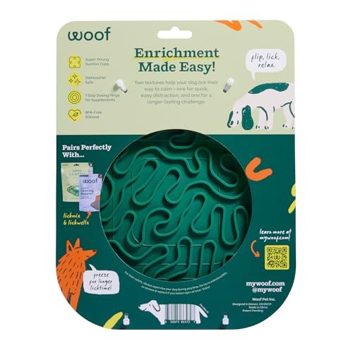 WOOF FlipMat Easy-to-Clean Lick Mat for Dogs l- Slow Feeder Mat with Double-Sided-Non-Slip Design - BPA-Free Silicone - Lick Mat - Interactive Dog Toys - Green - color: Green, size: Standard