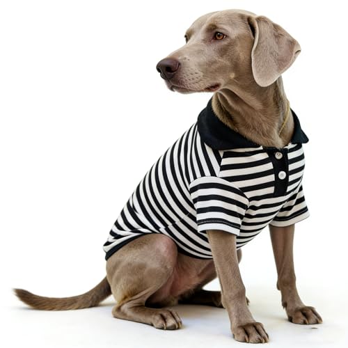 Cute Dog Clothes Striped Dog Polo Shirts Cute Sweater Puppy Clothes Gentle Sweater Pet Clothes for Small Medium Large Dogs Cats (Black Stripe, 5XL Size for 65-80lb Pets) - color: Black Stripe, size: 5XL size for 65-80lb pets