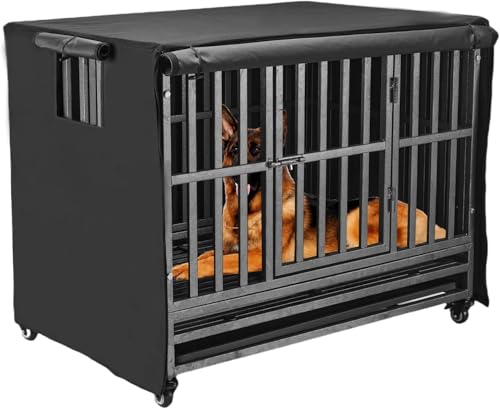 38 inch Heavy Duty Dog Crate Covers Durable 600D Polyester Insulated Dog Kennel Cover Soundproof Windproof Rainproof Shading Fit for Wire Dog Cage Covers with Breathable Side Window ( ONLY COVER) - size: Fit 38 inch Crate(38.19L x 26.38W x 28.35H inch)