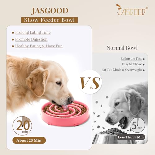 JASGOOD Slow Feeder Dogs Bowl for Large Medium Dogs,Anti-Gulping Pet Slower Food Feeding Bowls Stop Bloat,Preventing Choking Healthy Design Dogs Bowl - color: D-Pink