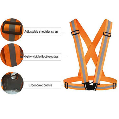 Reflective Vest Running Gear 3Pack, Adjustable Safety Vests High Visible Reflective Belt Straps - color: Pink,green,orang