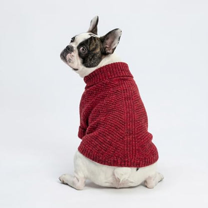 Fitwarm Knitted Turtleneck Dog Sweater, Thermal Dog Winter Clothes for Small Dogs Boy Girl, Holiday Pet Outfit, Heather Dark Red, XS - color: Burgundy Red, size: X-Small