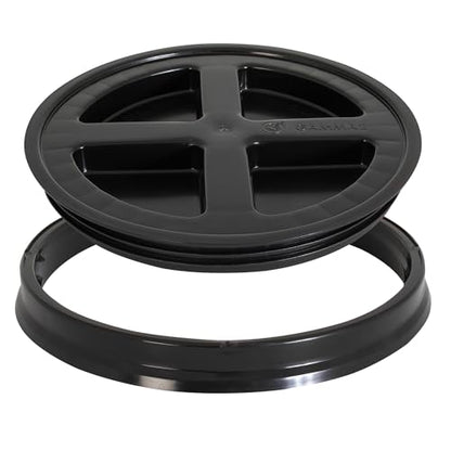 GAMMA2 Gamma Seal Lid - Pet Food Storage Container Lids - Fits 3.5, 5, 6, & 7 Gallon Buckets, Black, Made in USA - color: Black, size: Fits 3.5, 5, 6, & 7 Gallon Buckets