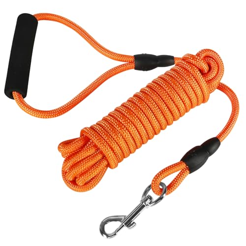 Vivifying Floating Long Dog Leash, 20FT Dog Training Leash, Lightweight Dog Check Cord Rope Lead with Comfortable Handle for Outside, Hiking, Swimming, Beach and Lake - color: Orange, size: 20ft