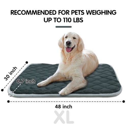 furrybaby Dog Bed Mat Flat Crate Mat with Anti-Slip Bottom Machine Washable Pet Kennel Pad for Dog Sleeping (XL 48x30'', Grey Mat) - size: 48.0"L x 30.0"W x 0.7"Th