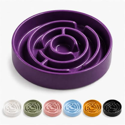 Ceramic Slow Feeder Dog Bowls with Anti-Slip, Slow Feeder & Non-Slip Design, Boredom and Anxiety Reducer, Suitable for All Breed Dogs and Cat (Ceramic-Purple) - color: Ceramic-Purple