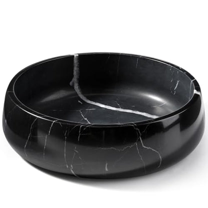 Karibiber Natural Marble Dog Bowl, 5lbs Non Slip Dog Food Bowl, Non Spill Weighted Water Bowls for Large Dogs, Durable Big Dogs Dish, Puppy Pet Bowls, Easy to Clean, Holds 6.5 Cups(Spain Black) - color: Black, size: L