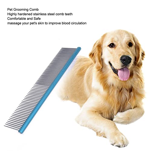 Greyhound Comb For Dogs, Metal Dog Comb Dog Combs with Rounded Ends Dog Comb Cat Comb For Removing and Knots Grooming Tool For Long Short Haired Dog (Blue 22cm/8.7in) - size: Blue 22cm/8.7in
