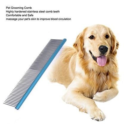 Greyhound Comb For Dogs, Metal Dog Comb Dog Combs with Rounded Ends Dog Comb Cat Comb For Removing and Knots Grooming Tool For Long Short Haired Dog (Blue 22cm/8.7in) - size: Blue 22cm/8.7in