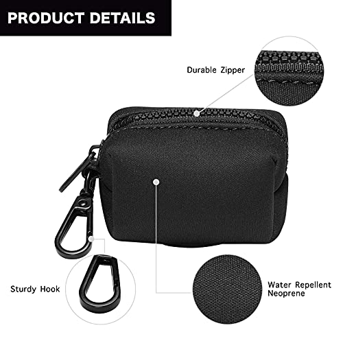 Petmolico Dog Poop Bag Holder Leash Attachment, Dog Waste Bag Dispenser Zippered Pouch, Fits Any Puppy Leash, Includes Free Roll of Poop Bags, Poop Bag Dispenser - 2 Pack, Black - color: Black