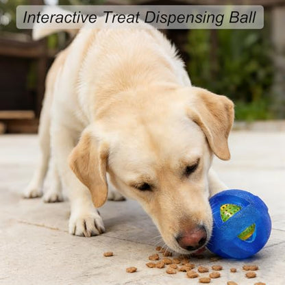 Indestructible Dog Balls 3.5 Inch Tough Chew Toys for Aggressive Chewers | Durable Blue Rubber Treat Dispensing Puzzle Dog Ball, Interactive Dual-Use Toy for Chewing, Feeding & Puppy Teething Relief - color: Blue