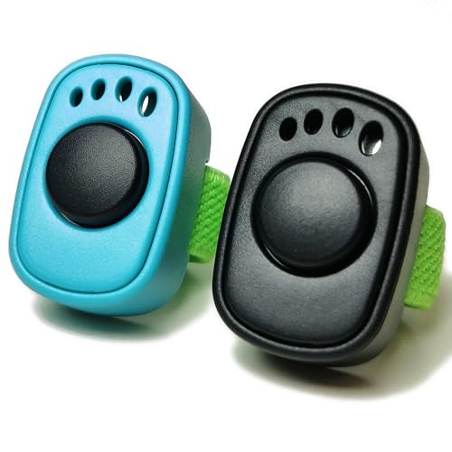 Pet Clicker for Dogs/Cats/Horses/Birds or Other Animals - Mini Finger Clickers for Training (Black + Blue)