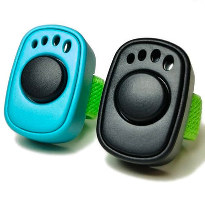 Pet Clicker for Dogs/Cats/Horses/Birds or Other Animals - Mini Finger Clickers for Training (Black + Blue)