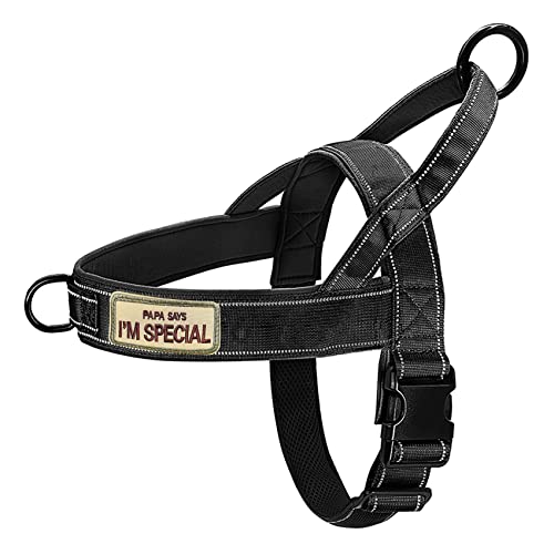 No Pull Dog Harness Black for Small Medium Large Sized Dog, Reflective Escape Proof Adjustable Dog Harnesses with 2 Patch, S - color: Black, size: S-Chest size 18-22''