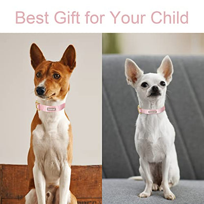 Nylon Dog Collar - Adjustable Pink Soft Webbing Dog Collars for Small Medium Large Dogs Boy Girl Puppy Collar with Safety Metal Buckle S - color: Nylon-Pink, size: S