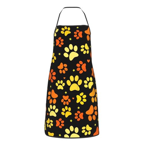 Dog Grooming Waterproof Apron with 2 Pockets, Cute Animals Puppy Dog Pets Apron - color: Orange
