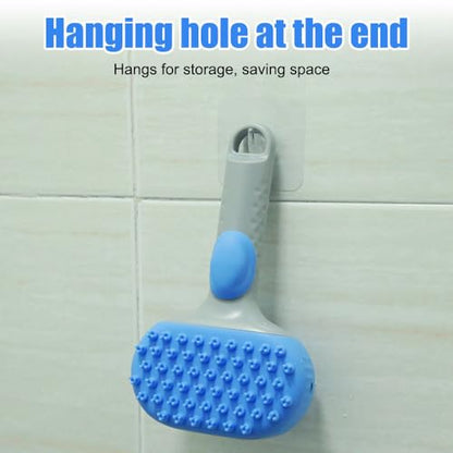 Pet Bath Brush, 2 in 1 Dog Grooming Brush with Built-in Shampoo Dispenser for Dogs and Cats Shower - color: Blue
