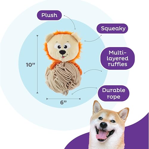 Outward Hound by Nina Ottosson Stuff N' Snuffle Plush Snuffle Ball Dog Puzzle, Lion, Multicolored - color: Stuff N' Snuffle Lion