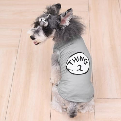 CuteBone Dog Shirts 2-Pack Soft Pet Clothes Breathable Summer Vest for Small Puppy and Stretchy Cat Apparel - color: Boy thing 1 thing 2, size: Medium