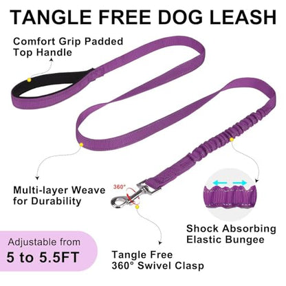 BEAUTYZOO No Pull Dog Harness Medium Sized Dog, Breathable Mesh Padded Dog Harness and Leash Set, Adjustable Reflective Escape Proof Dog Vest Harnessss Quick Fit for Training Walking, Purple M - color: Purple, size: M: Chest 21"-26.7"