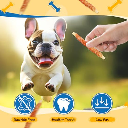 Gazeupon Dog Treats for Small Dogs, Soft Chicken Wrapped Cod Sticks, Rawhide Free Training Treats for Small Breeds, Healthy Chewy Snacks with Omega-3