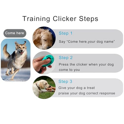 Pet Training Clicker with Wrist Strap - Dog Training Clickers for Puppy, Cat, Potty, Bird, Horse, Pet, Trainer Training Tools, Behavior Aids (Aqua + Jade Green + Blue + Lime Green)