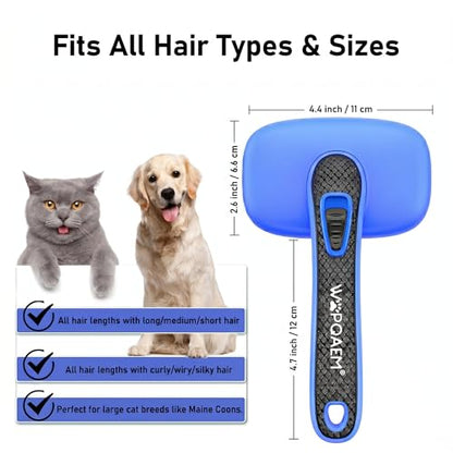 Self Cleaning Slicker Brush for Dog and Cat Deshedding, Blue | Shedding Brush for Dogs & Cats, One-Click Retractable Bristles for Easy Cleaning Flying Hair at Home - color: Blue 1 PCS