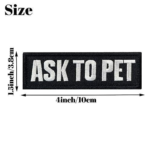 2 Pieces Ask to Pet Dog Patches with Hook Backing for Service Animal Vests, Harnesses - color: 2pcs, Ask to Pet