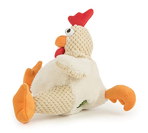 goDog Checkers Fat Rooster Squeaky Plush Dog Toy, Chew Guard Technology - White, Large - color: Fat Rooster (White), size: Large
