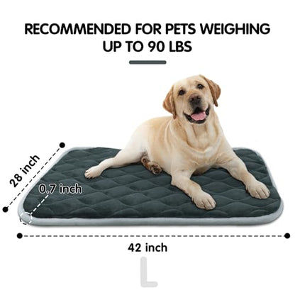 furrybaby Dog Bed Mat Flat Crate Mat with Anti-Slip Bottom Machine Washable Pet Kennel Pad for Dog Sleeping (L 42x28'', Grey Mat) - size: 42.0"L x 28.0"W x 0.7"Th