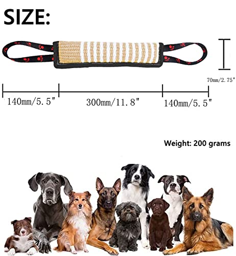Clysoru Dog Tug Toy Tough Jute Bite Pillow Lasting Training Equipment Puppy to Large Dogs Interactive for Large and Small - color: footprint Black