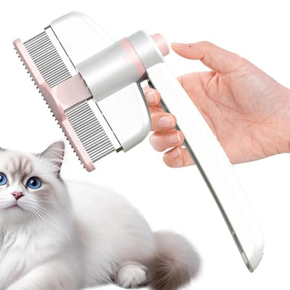 Pets Grooming Comb - Dog Hair Comb | Rotation Design Pet Grommer Comb with Release Button | Detangling Cat Comb | Dematting Comb | Cat Comb for Pets Removing Loose Hair for Shedding and Detangling - color: Pink