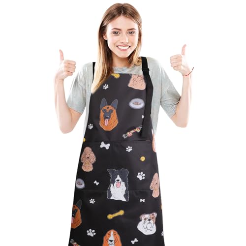 Dog Grooming Waterproof Apron with 2 Pockets, Cute Animals Puppy Dog Pets Apron - style: Various Pet Dogs