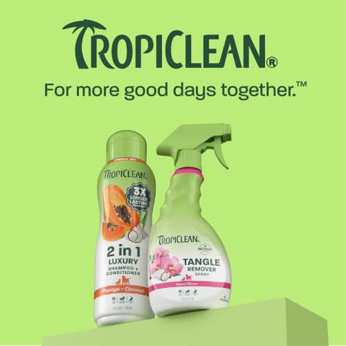 TropiClean 2-in-1 Dog Shampoo and Conditioner & Dog Detangler Spray Dematting, Grooming Bundle, Puppy Safe, Made in USA - size: Bundle